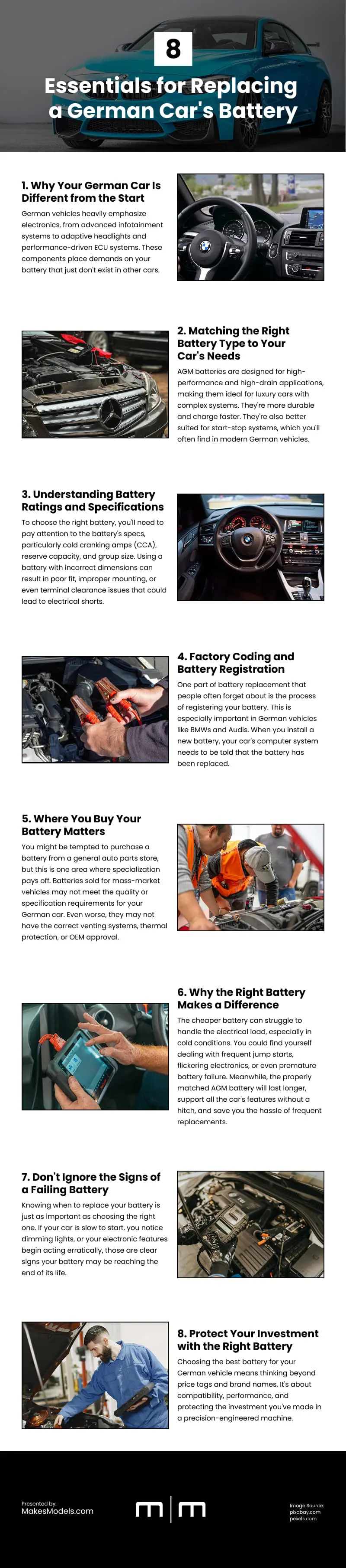 8 Essentials for Replacing a German Car's Battery Infographic