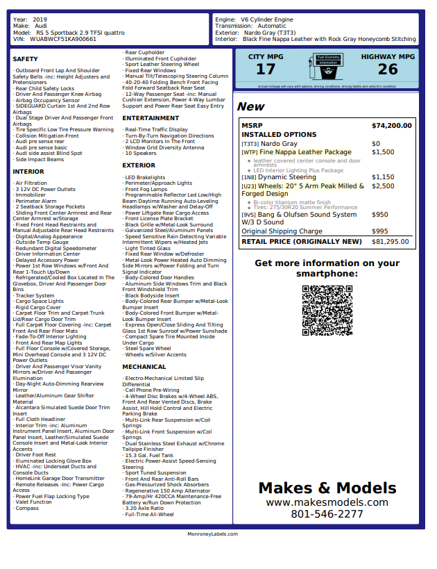 2019 Audi RS5 Nardo Gray