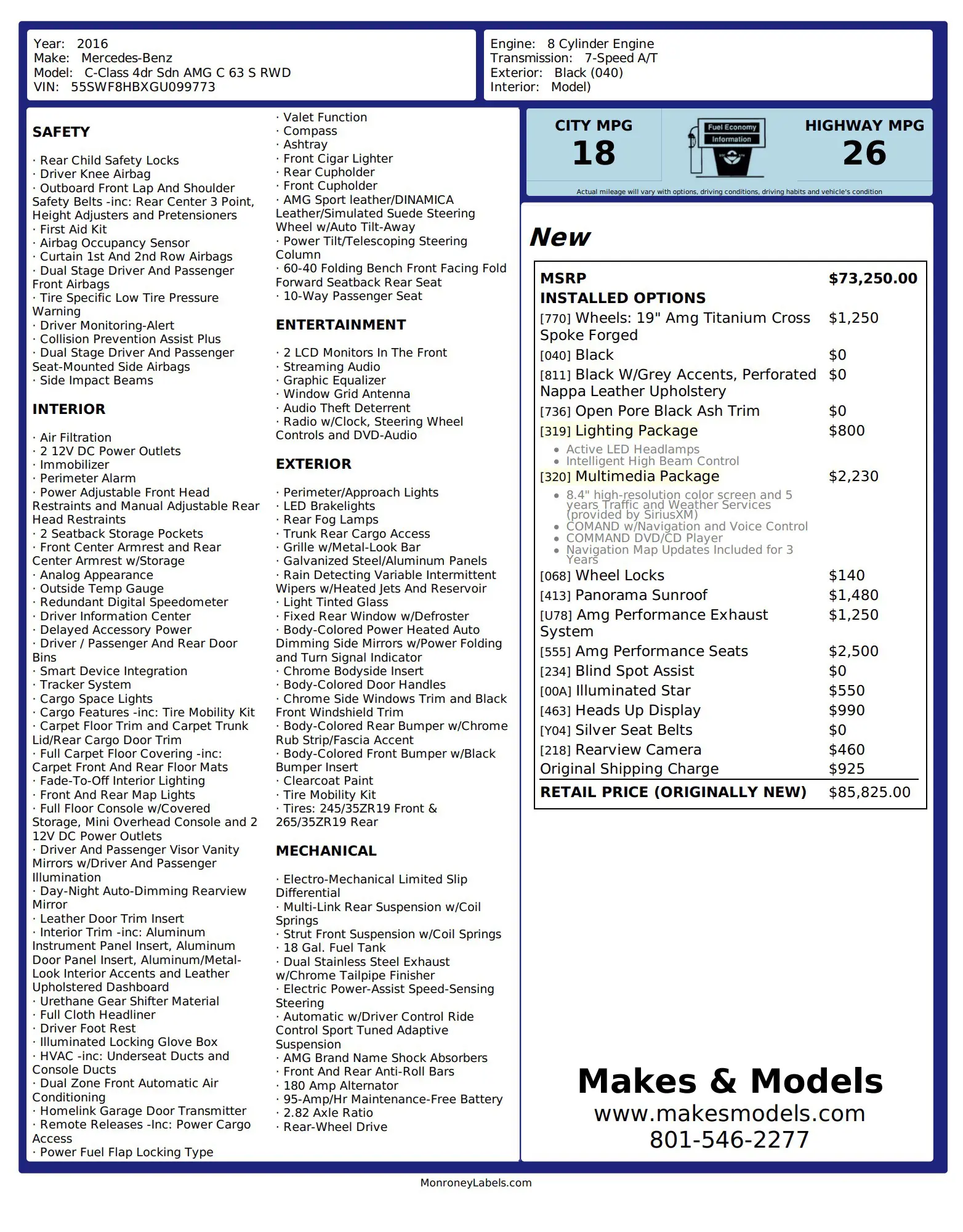 2016 Mercedes-Benz C 63 S AMG 2016 Mercedes-Benz C 63 S AMG