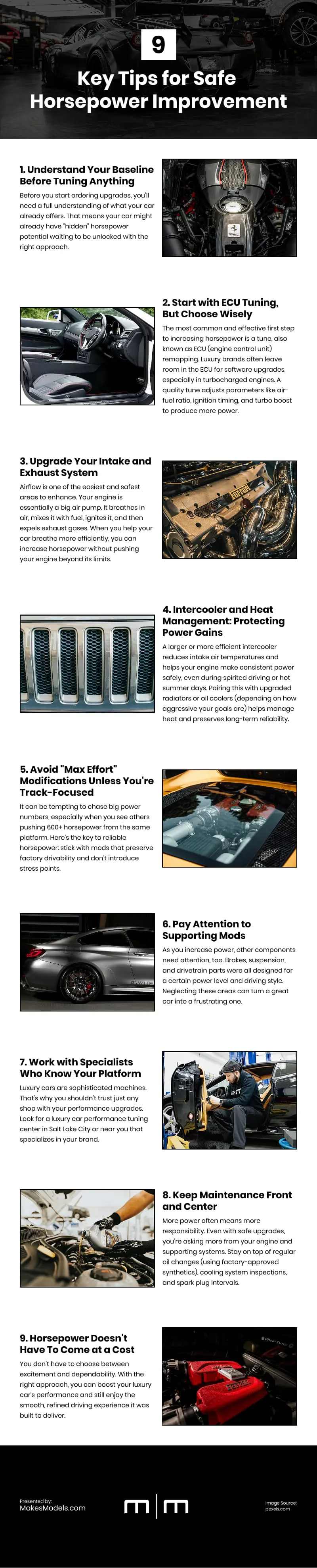 9 Key Tips for Safe Horsepower Improvement Infographic