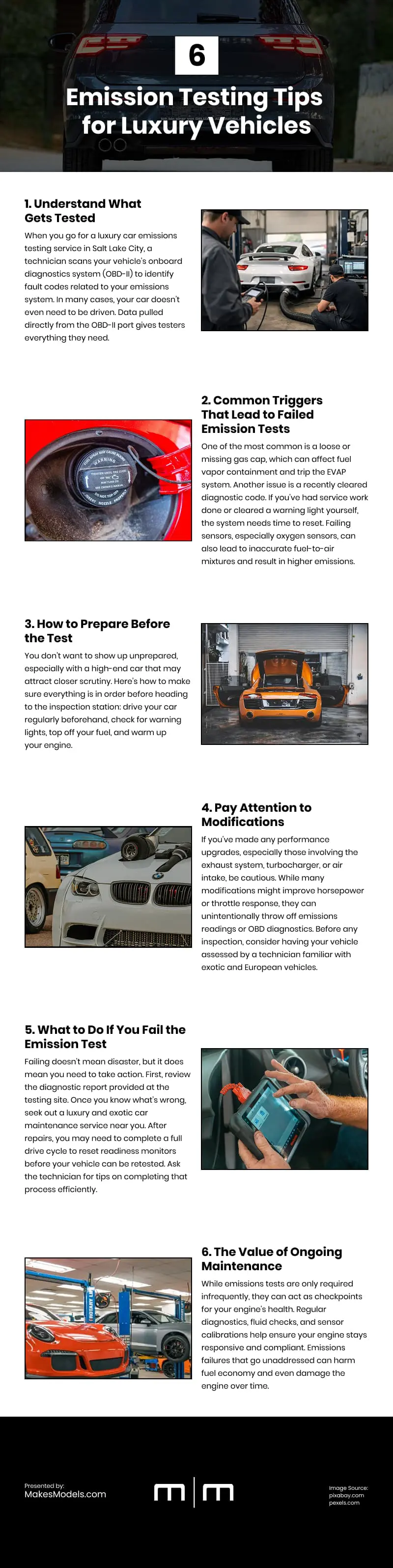 6 Emission Testing Tips for Luxury Vehicles Infographic