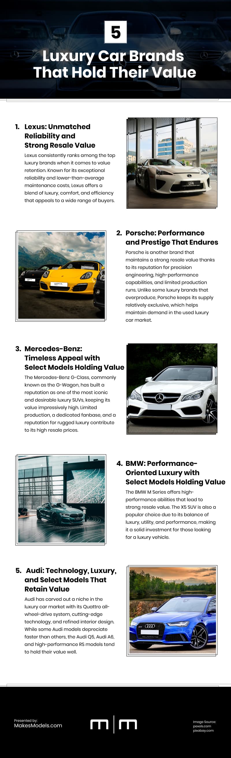 5 Luxury Car Brands That Hold Their Value Infographic