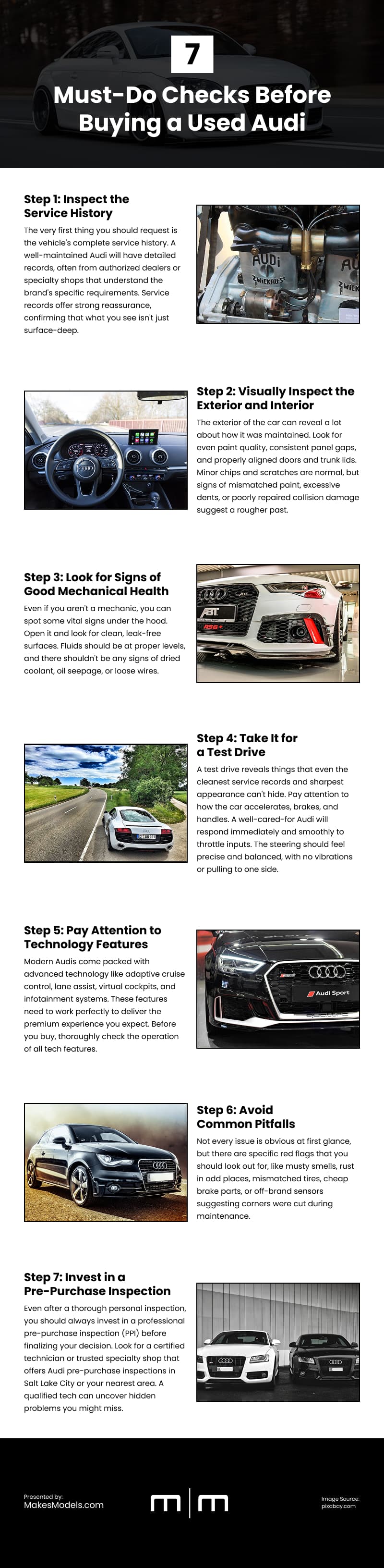 7 Must-Do Checks Before Buying a Used Audi Infographic