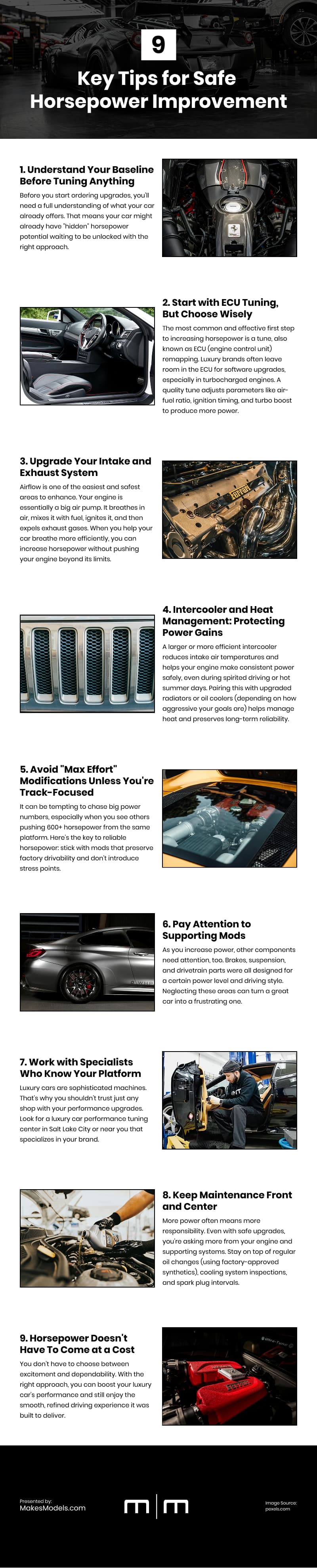 9 Key Tips for Safe Horsepower Improvement Infographic