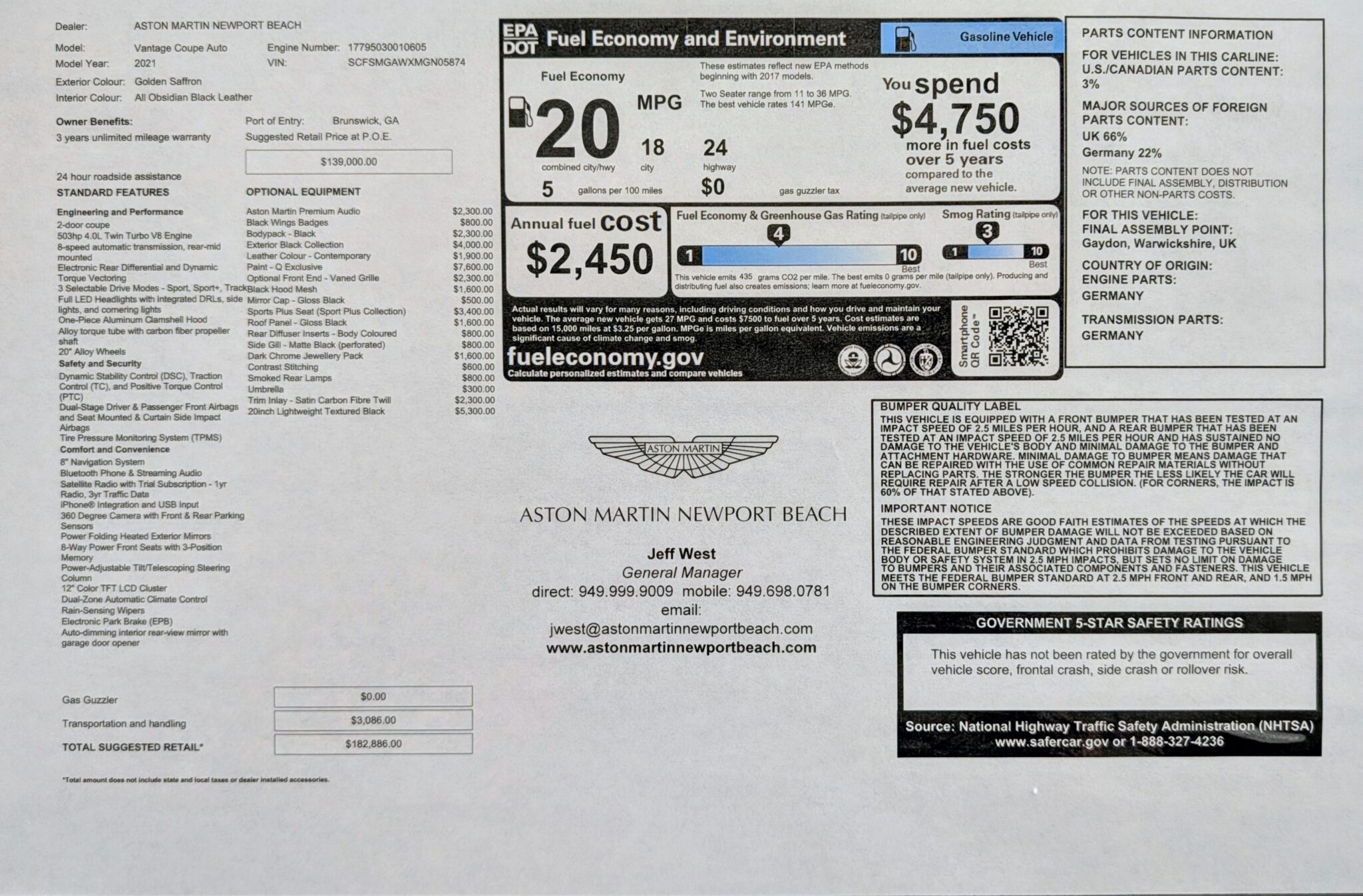 2021 Aston Martin Vantage V8 2021 Aston Martin Vantage V8